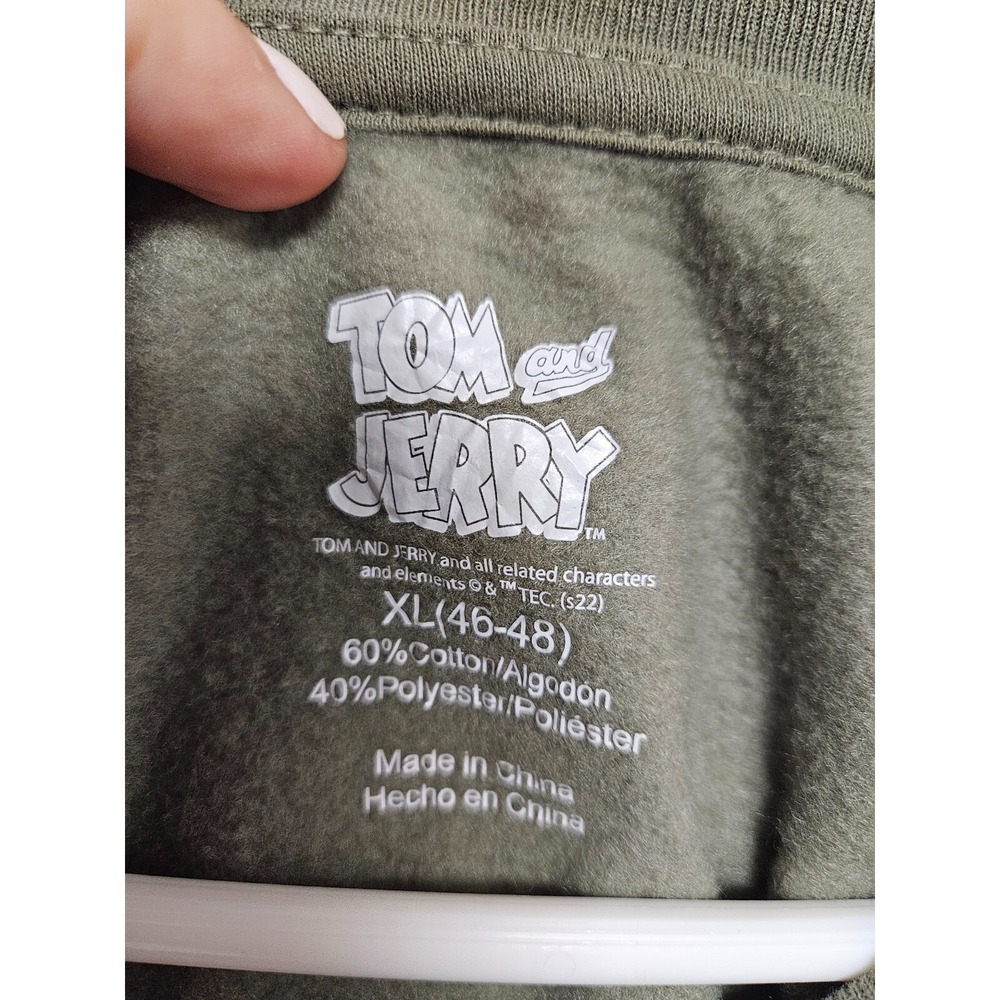 VTG Tom And Jerry Sweater Mens XL Green Graphic Print Split Casual Sweatshirt - Picture 2 of 3